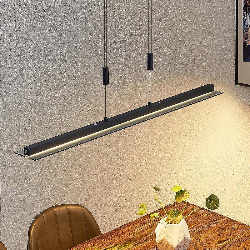 LINDBY SUSPENSION LED BERINA, 100CM, NOIR, CCT, VERRE FUMÉ