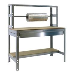 PROREGAL Table d'emballage BUFFALO avec tiroir | HxLxP 84x90x76cm | Capacité de charge 400kg | Galvanisé - argenté métal PR_RS43-02_0