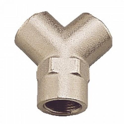 RACCORD PNEUMATIQUE EN Y - DOUBLE FILETAGE FEMELLE 1/4