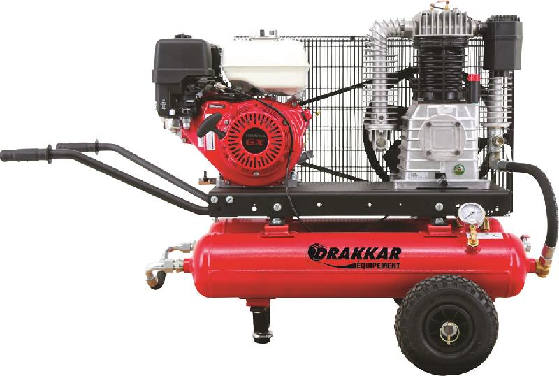 SODISE - Compresseur thermique à essence 11249 - Moteur monocylindre 4 temps OHV - 9 CV - 2 cuves de 17L - Pression max 10 bar_0