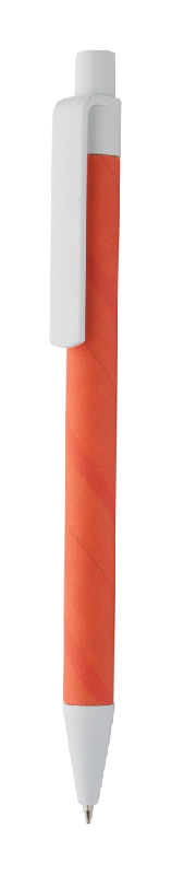 Stylo à bille en plastique et carton recyclé - encre bleue - couleur orange_0