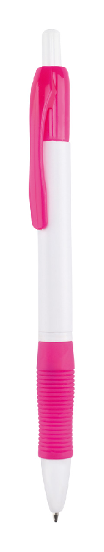 Stylo à bille en plastique - clip et embout colorés - encre bleue - couleur fuchsia - 9g_0
