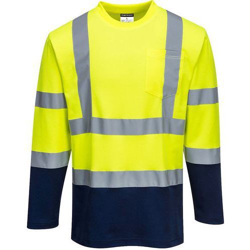 T-SHIRT BICOLORE À MANCHES LONGUES S280 BLEU/JAUNE M - PORTWEST