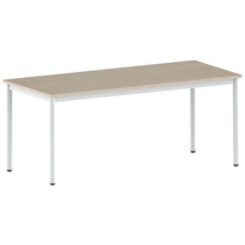 TABLE CARÉLIE 180 X 80 CM FIXE T6 STRAT ÉRABLE BLANC 9016 - MOBIDECOR