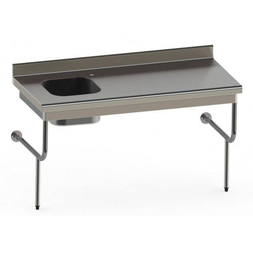 TABLE DU CHEF SEMI-SUSPENDUE EN INOX 700 X 1400 MM - CUVE À GAUCHE
