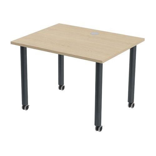 TABLE TUBO ROULETTES 100 X 80 CM CHÊNE ANTHRACITE - MBA