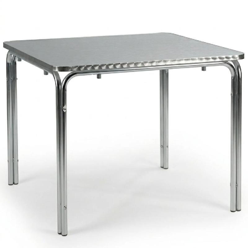 Tables carrées en aluminium 70 x 70 cm pour terrasse. Mobilier CHR empilable pour intérieur et extérieur de bar, restaurant et café. - 1547_0