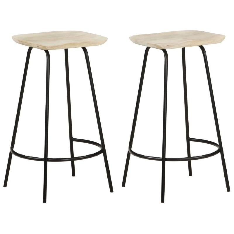 VidaXL Tabourets De Bar Lot De 2 Bois De Manguier Massif - noir 320647_0