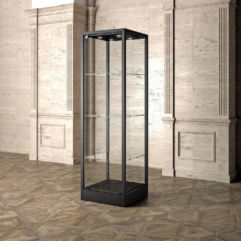 Vitrine Museum métal Colonne 60x60xH200cm - livrée pré-montée - noir_0