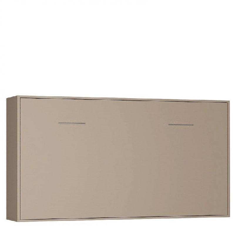 Armoire lit horizontale escamotable STRADA-V2 taupe mat - Couchage 90x200 cm - Ultra plate pour gain de place_0