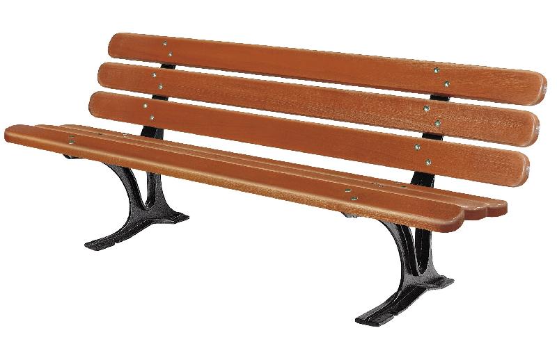 Banc public Séville - 6 lames bois exotique 1er choix FSC - pieds en fonte antirouille - 1800mm_0