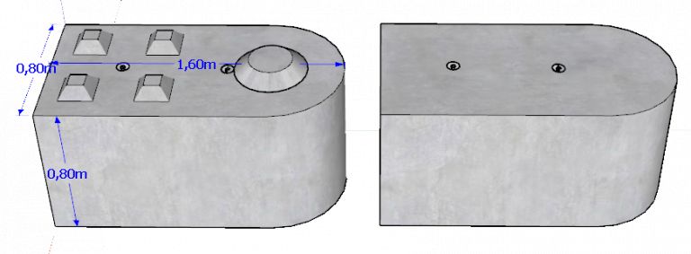 Bb800x800x1600 - bloc béton Lego - Stock Bloc - demi-rond pour angle libre - poids 2,2 t_0