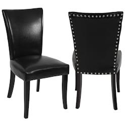 Décoshop26 - 2x chaises à manger Chesterfield synthétique noir pieds foncés bouton sur dossier 04_0000325 - noir 3000252408989_0