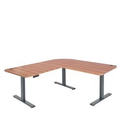 Décoshop26 - Bureau d'angle table d'ordinateur réglable en hauteur électriquement 178 x 178 cm HDF couleur chêne pieds acier gris 04_0006019 - gri_0