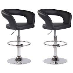 Décoshop26 - Lot de 2 tabourets de bar assise moderne en PVC noir pieds et repose-pieds en métal chromé 10_0004215 - noir 3000251988550_0
