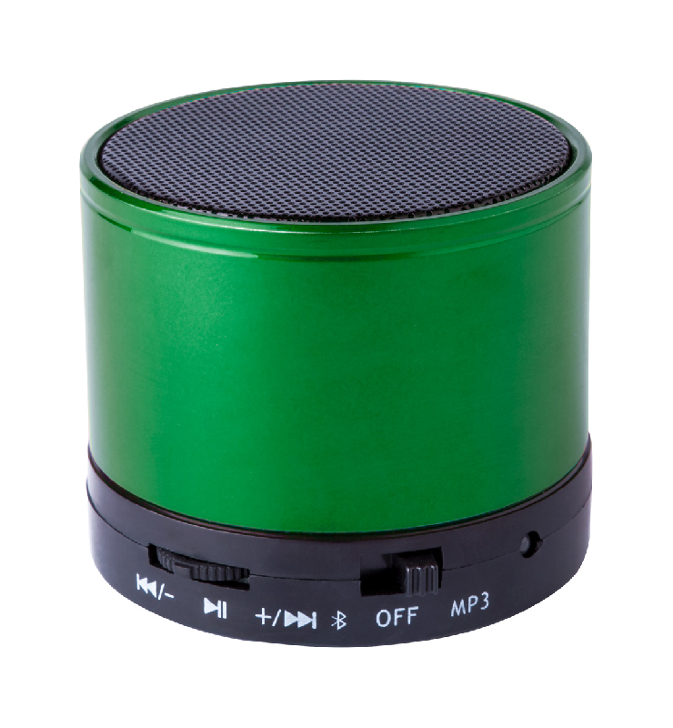 Enceinte Bluetooth - boîtier métallique - fonction main-libre, radio et MP3 - pile rechargeable intégrée - couleur vert_0