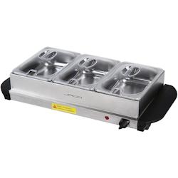Helloshop26 - Chauffe plats électrique en acier inoxydable maintien de la température couvercles transparents 3 x 1,5 l chauffe 01_0000443 - 3000061_0