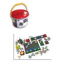 JEU DE CONSTRUCTION PIXEL COLOR 812 PIÈCES PLASTIQUE SUPERPOSABLES EN 5 COULEURS, LIVRÉ DANS UN SEAU