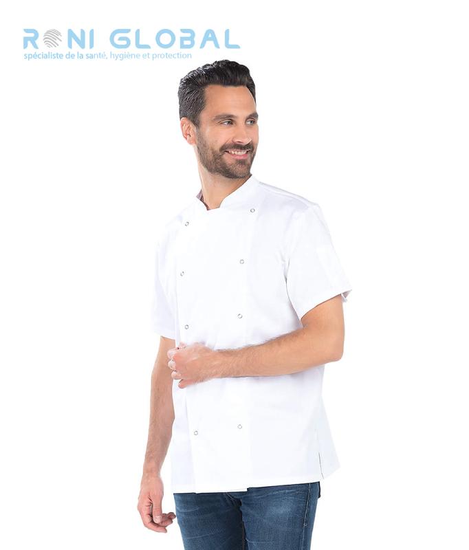 Veste de cuisine homme manches courtes - 2 poches - Jim Remi Confection - Blanc ou Noir - Réf: 4929B0 / 4929C410_0