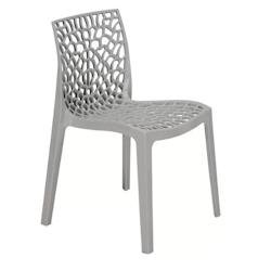 METRO PROFESSIONAL - Chaise de terrasse Saphir empilable en plastique polypropylène gris perle, motif ajouré, dimensions 51×52×81 cm - Réf. 4337182242628_0