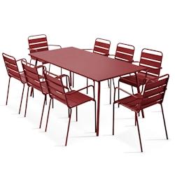 Oviala Business Ensemble table de jardin et 8 fauteuils en métal Pourpre - violet acier 114609_0