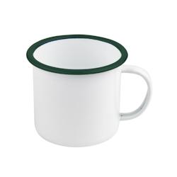 Packnwood FHC - 12Pcs - Mug Enamel blanc en acier émaillé à bord vert - Ø 10cm et H7,5cm, 350ml - blanc métal 294ENMUG350_0