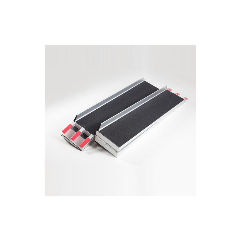 Paire de rampes d'accès pliables en aluminium - antidérapantes pour scooters et fauteuils roulants - 220 x 21,8 cm - 300 kg_0