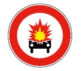 Panneau d'interdiction pour véhicules transportant des matières explosives ou inflammables - B18a_0