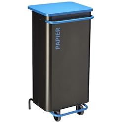 Rossignol - Poubelle mobile à pédale 110L NOMADE - papier gris manganèse/bleu - bleu métal 57267_0
