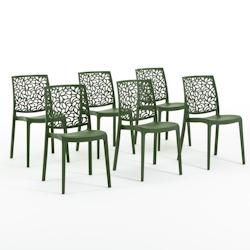 RATTATAN Set 6 Chaises en polypropylène avec fibre de verre empilables pour extérieur et jardin, bar et restaurant, cuisine design moderne - ANNA -_0