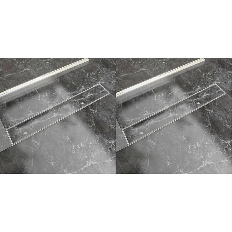 Vidaxl drain de douche linéaire 2 pcs 730 x 140 mm acier inoxydable 275949_0