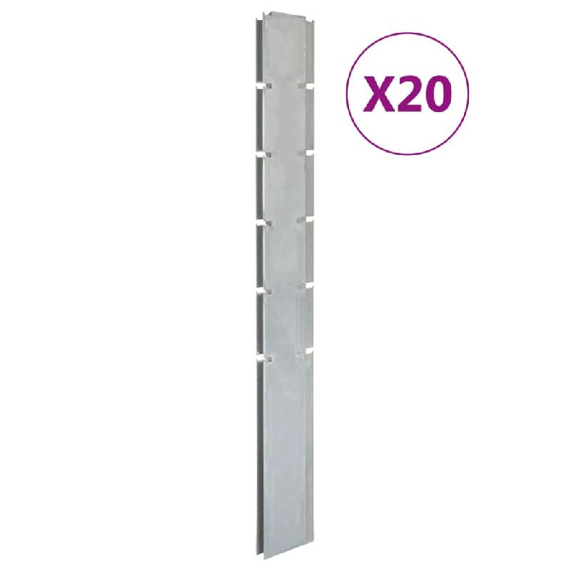 Vidaxl poteaux de clôture 20 pcs argenté 160 cm acier galvanisé 3196190_0