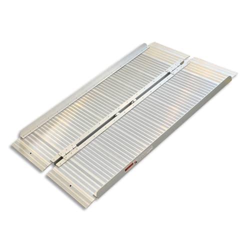 Viso rampe d'accès pmr en aluminium gris, pliable, avec poignée, charge 272 kg, l122 x h5/7 x p35/71 cm_0