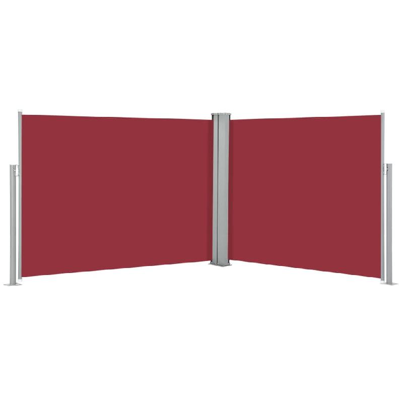 Auvent paravent store brise-vue latéral rétractable - Protection visuelle rouge 140 x 1000 cm avec enroulement automatique et accessoires_0