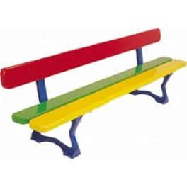 Banc bfem pour enfants - école maternelle en bois laqué ou exotique avec piètements en fonte thermolaqués_0