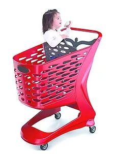 Chariot plastique 90 L avec siège bébé - 50 cm de largeur - options monnayeur et roues pour travellator_0