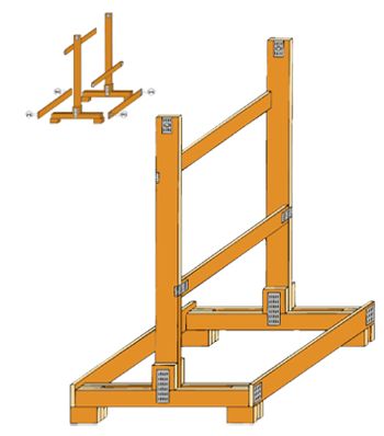 Chevalets de manutention - Semabat - T inversé - Charge admissible 850kg - Dimensions 1200x1100x1800mm_0