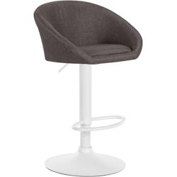 Décoshop26 - Tabouret de bar assise pivotante à 360° hauteur réglable en tissu gris foncé piètement en métal blanc 10_0004775 - blanc 3000252284194_0
