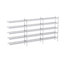 Distform Rayonnage en Acier Inoxydable d'Angle Clayettes Perforées 4090 à 4920 mm 5 Niv P500 ' Acier inoxydable 4920x500x5 - 698142798550_0