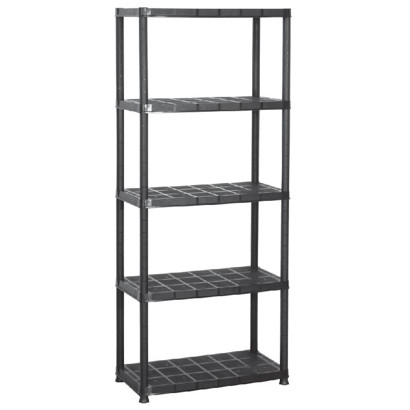 Étagère de rangement à 5 niveaux - Noir - 71 x 38 x 170 cm - Plastique robuste avec certification TÜV-GS_0