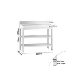 GGM Gastro Tables Inox de Travail Premium avec Dosseret et 2 étagères - Profondeur 600 mm - ATK86AZB - 4063326276296_0