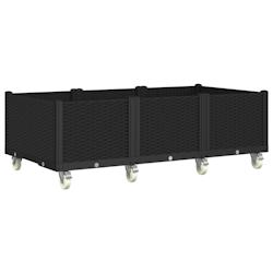 Helloshop26 - Jardinière bac lit surélevé plantes fleurs terrasse jardin à roulettes 150 x 80 x 54 cm PP noir 02_0038834 - 3000217945184_0