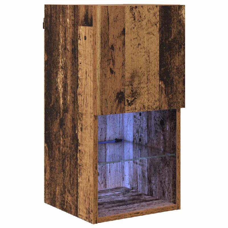 Helloshop26 - Meuble TV mural rectangulaire moderne avec étagères pratiques 30,5 x 30 x 60 cm en bois d'ingénierie bois ancien 02_0052804 - Bois ma_0