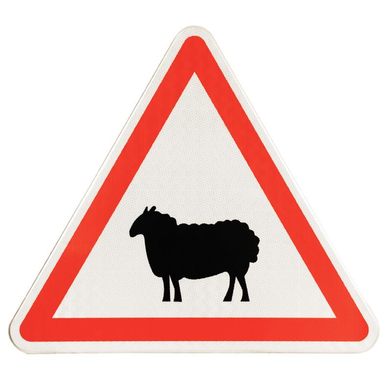 Panneau de danger A15A2 - Passage d'animaux domestiques (mouton) - Signalisation routière_0