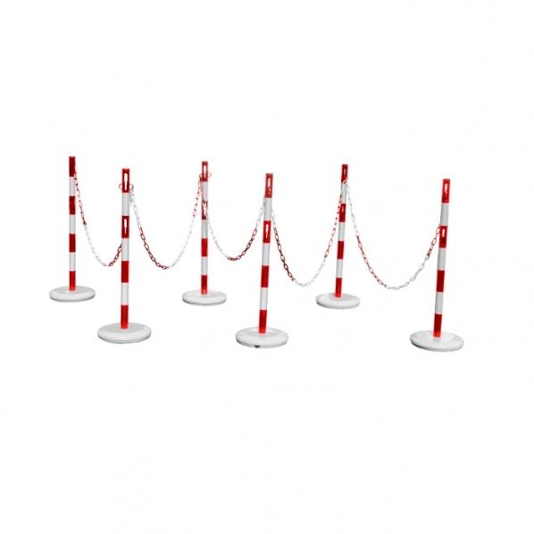 Poteaux de sécurité avec chaîne Rouge/Blanc - 3 versions disponibles - Marque Rolléco_0