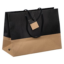 SACS KRAFT BICOLORE POIGNÉES CORDELIÈRES 29 X 39 X 18 CM - PAQUET DE 10 - NOIRS