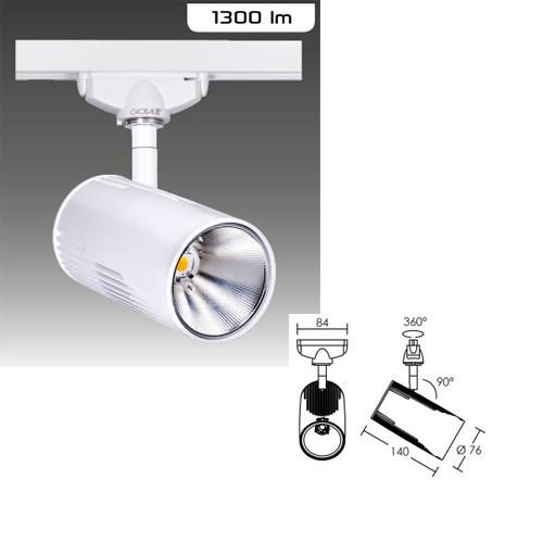 Spot blanc Lumi 1 LED 15W 3000K 32° - pour rail 1 allumage - Aric_0