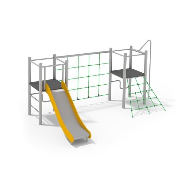 Structure de jeux en acier inoxydable pour aire de jeux - Référence BT11313 - Conforme EN1176 avec toboggan, filet d'escalade et barre de pompier_0