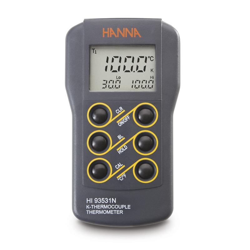 Thermomètre compact étanche type K - HI93531N - °C/°F, min/max, HOLD, étalonnage à 0 °C, coffret_0