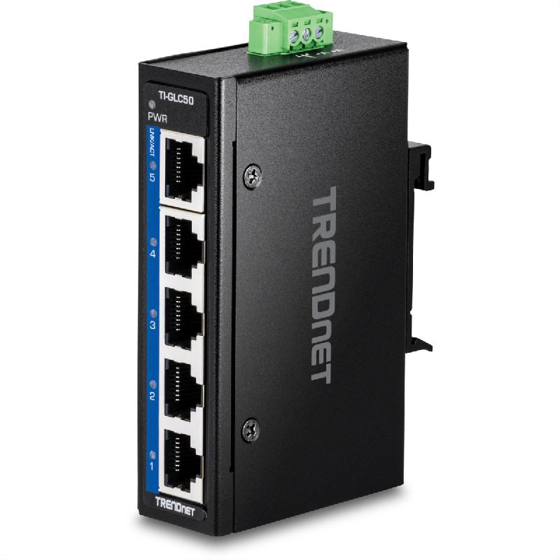 TRENDnet TI-GLC50 Mini switch industriel rail DIN, Gigabit Ethernet à 5 ports_0